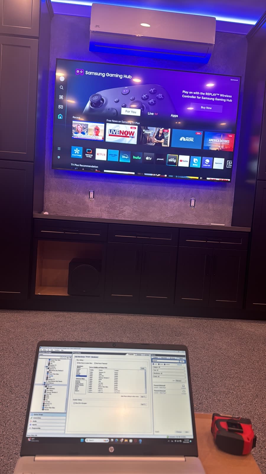 Media Wall with LED Accent Lighting - Smart Lighting by LA Smart Home Systems